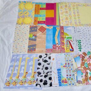LOT OF 37 WHOLE LOOSE SCRAPBOOKING PAPER PAPERS SCRAPBOOK + NICE & CUTE VARIETY